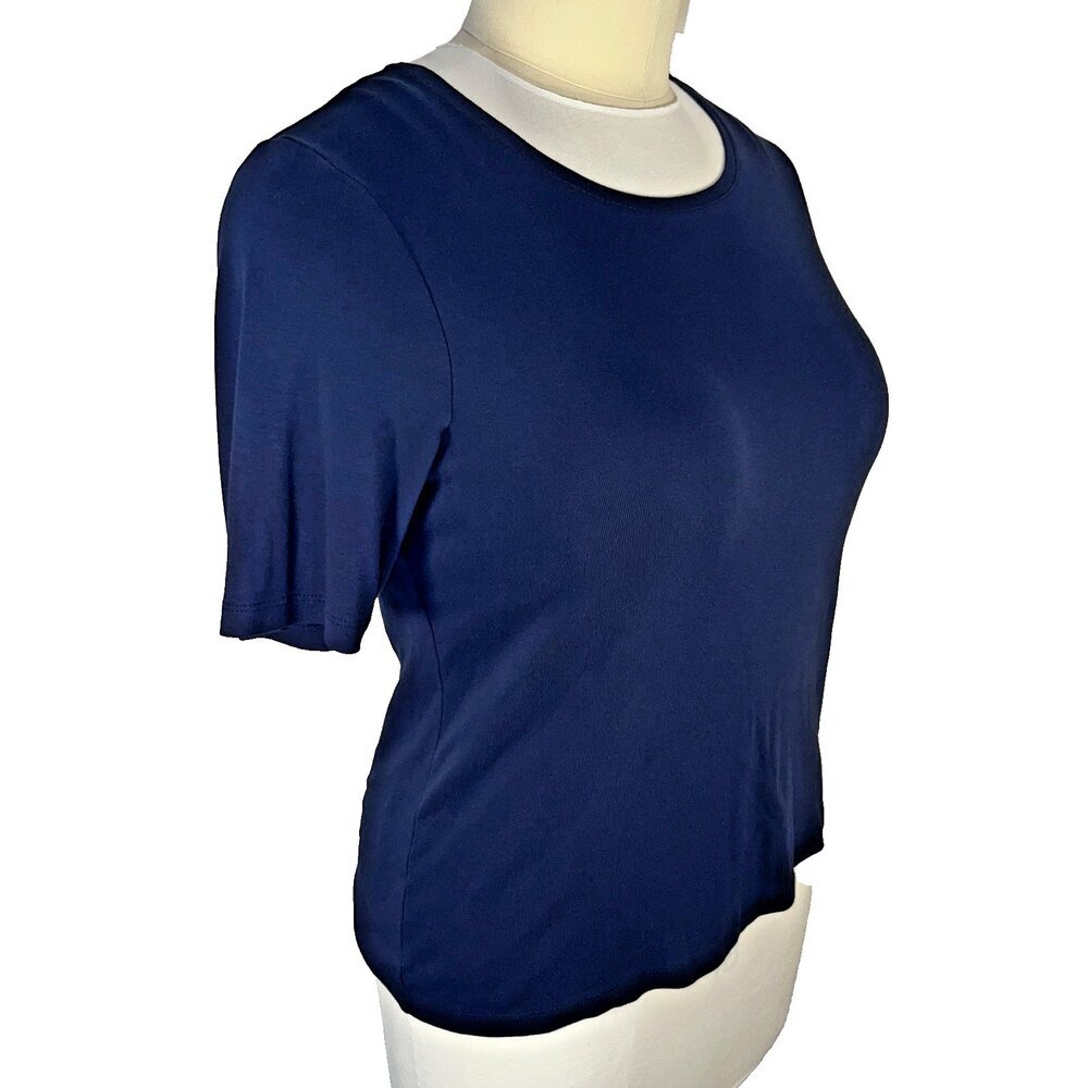 Chico's Tee Shirt Womens XL (3) Blue Crew Neck Short Sleeve - Picture 3 of 9